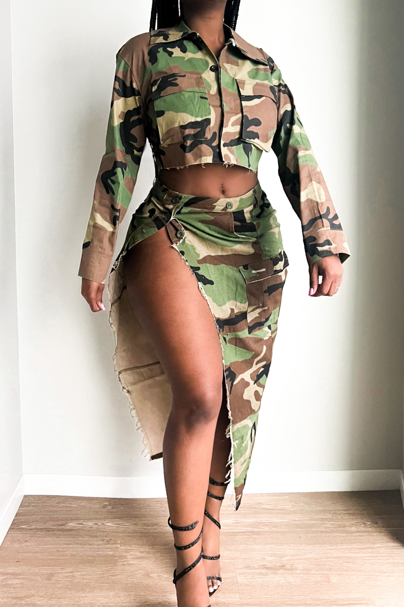Army print 2025 crop jacket
