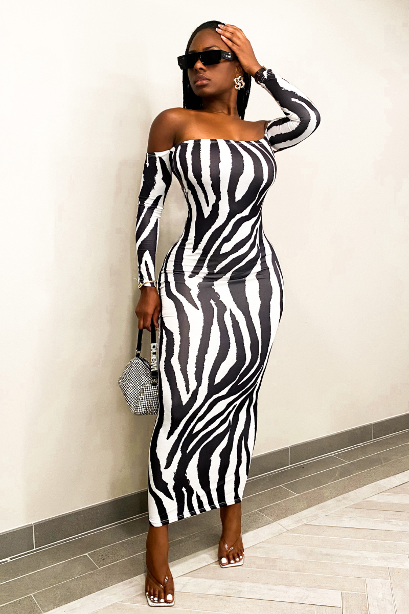 ZEBRA STRIPED BACKLESS MIDI | DRESS - LittleMissAdore ZEBRA STRIPED BACKLESS MIDI | DRESS - LittleMissAdore