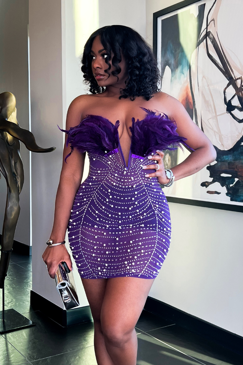 DIAMOND FEATHER PURPLE MINI | DRESS DIAMOND FEATHER PURPLE MINI | DRESS